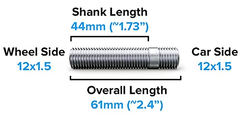 20Pcs Extended Silver Wheel Stud Conversion - 12X1.5 To 12X1.5, 60Mm Total Length, 44Mm Shank Length - Compatible With Bmw 1 3 5